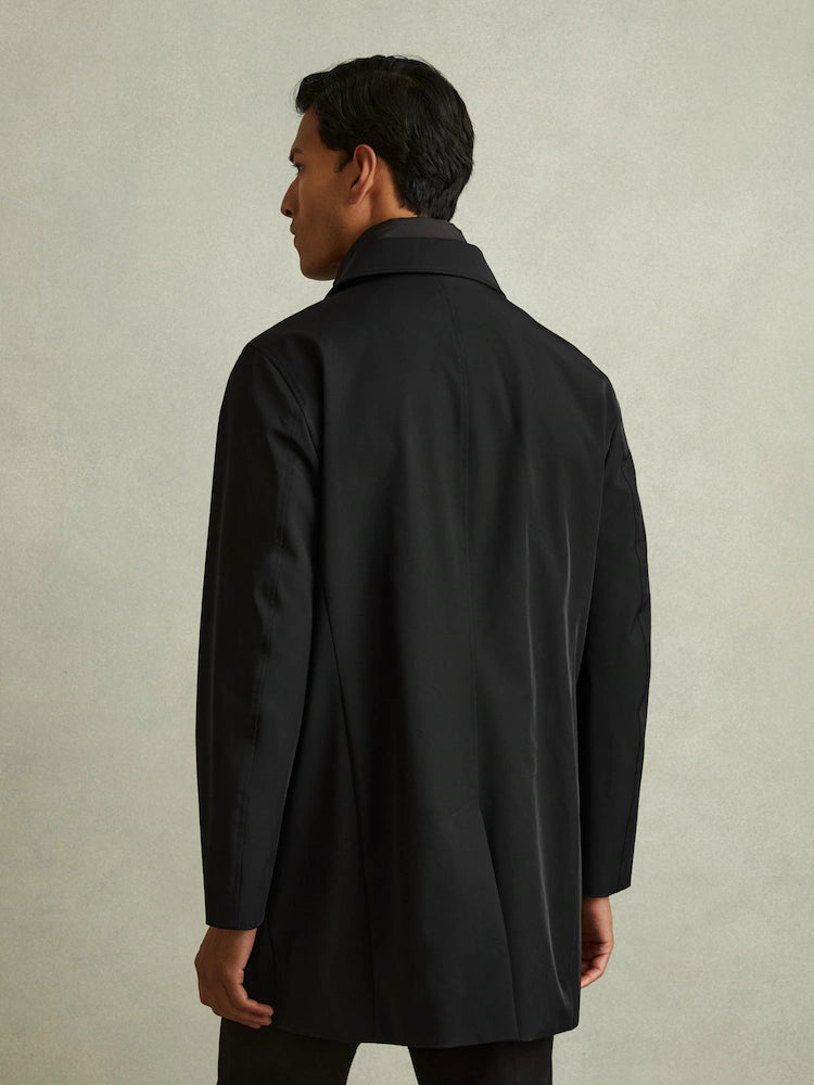 Black Logan Hybrid Removable Funnel Neck Overcoat