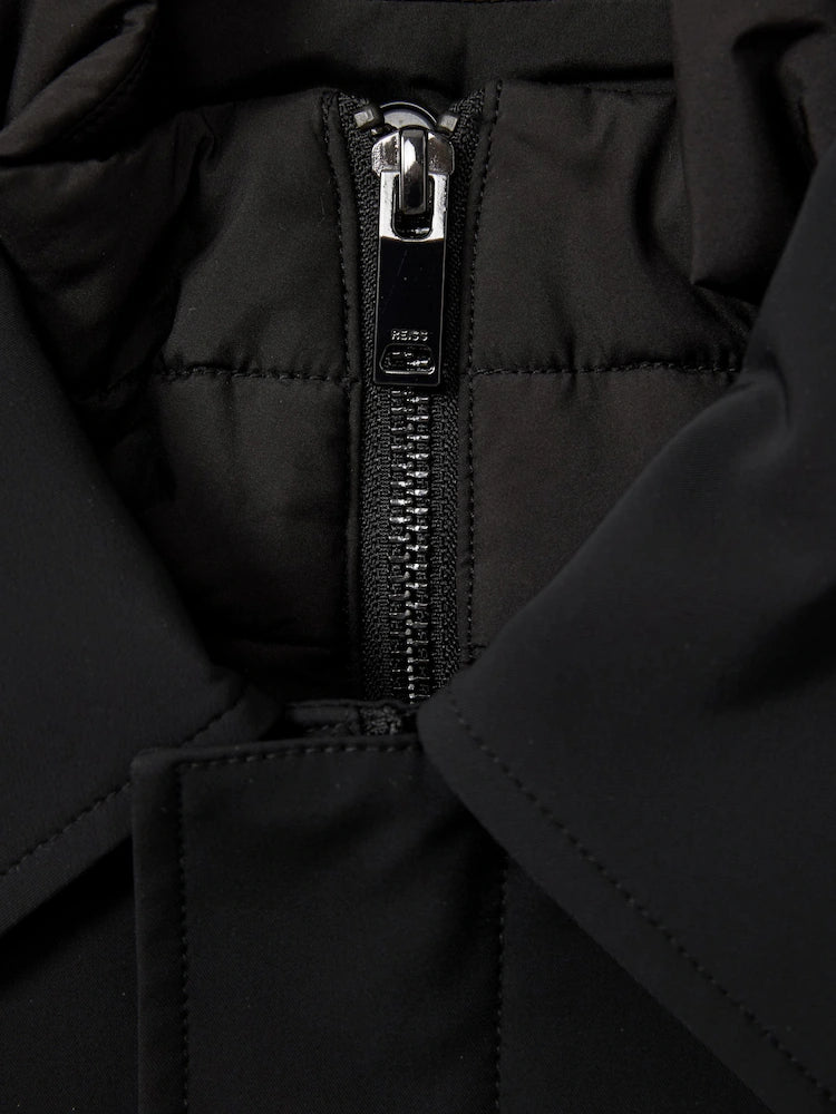 Black Logan Hybrid Removable Funnel Neck Overcoat