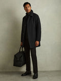 Black Logan Hybrid Removable Funnel Neck Overcoat