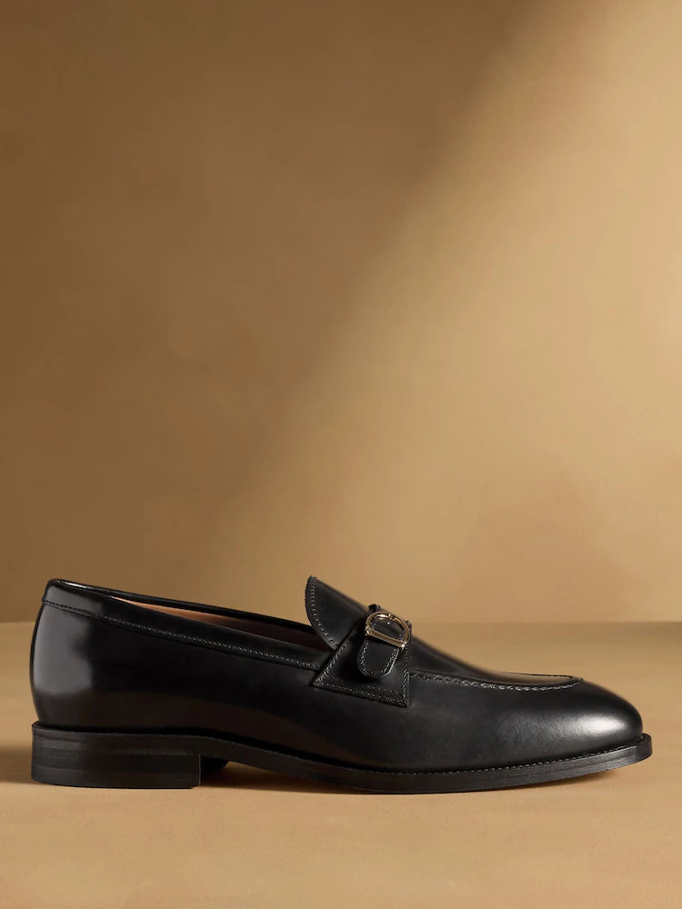 Black Hayton Buckle Strap Loafers