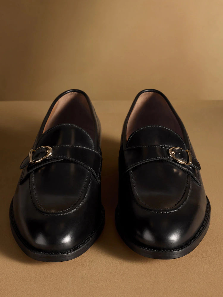 Black Hayton Buckle Strap Loafers