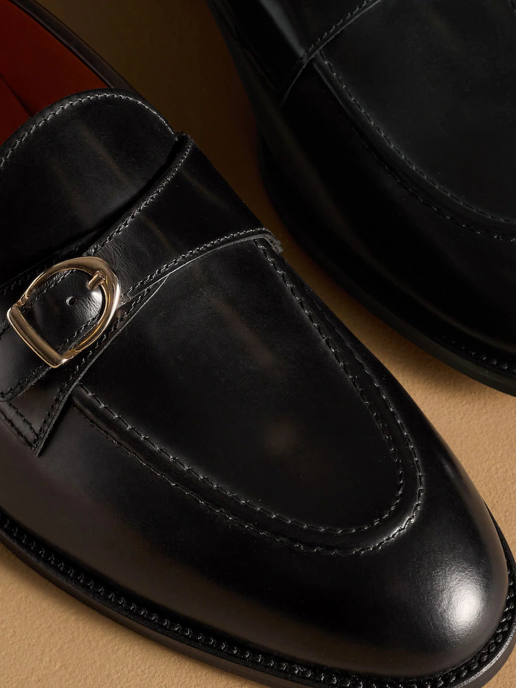 Black Hayton Buckle Strap Loafers