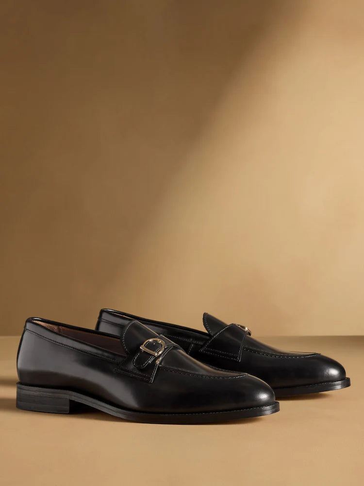 Black Hayton Buckle Strap Loafers